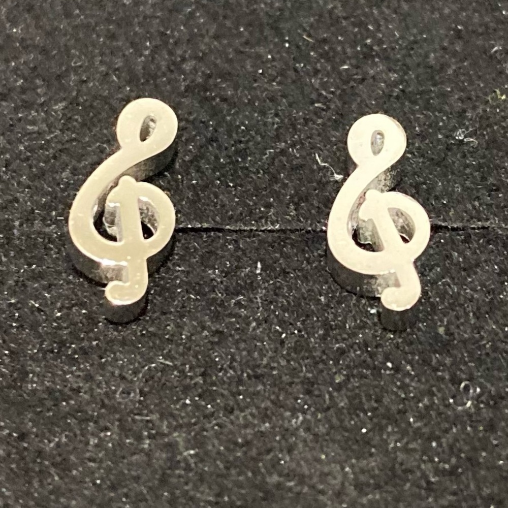 Adorable Silver G Clef Music Note Stainless Steel Earrings Accessories Jewelry